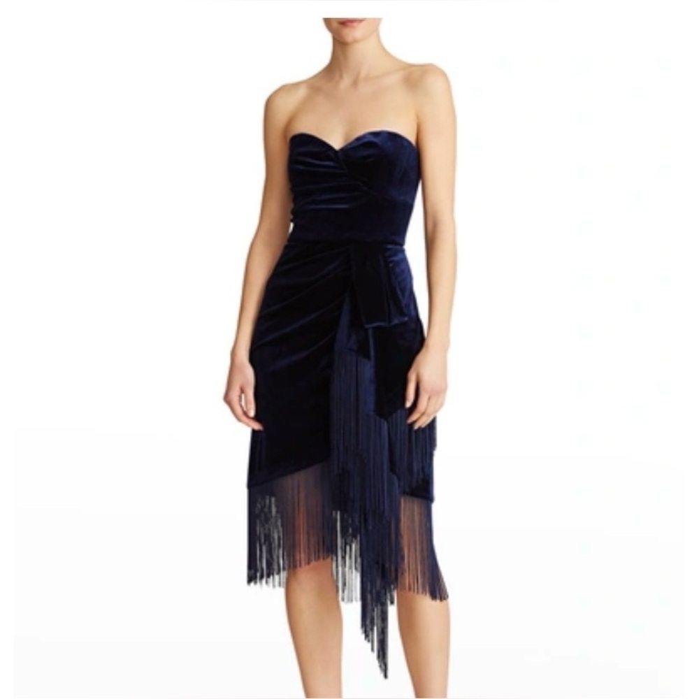Theia Midnight Blue Strapless Dress